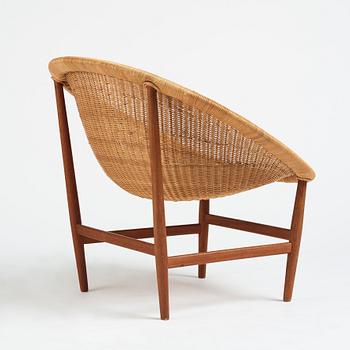 Nanna Ditzel, a teak and rattan easy chair, Ludvig Pontoppidan, Denmark 1950s.