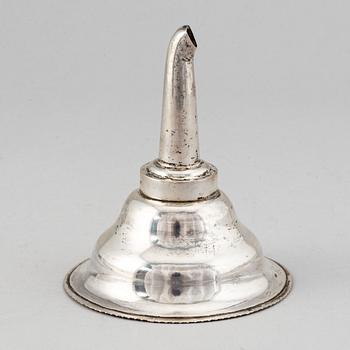 A Swedish 19th century parcel-gilt silver wine-strainer, mark of Adolf Zethelius, Stockholm 1839.