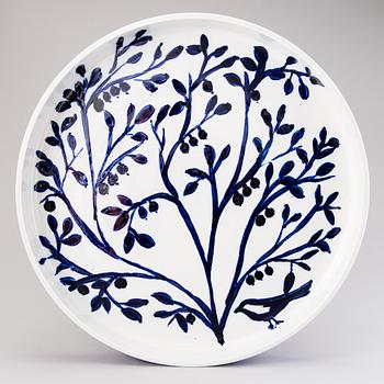 HEINI RIITAHUHTA, a porcelain dish 'Blue berry and bird', signed Heini Riitahuhta 2004 Arabia.