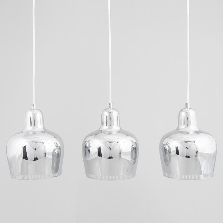 Alvar Aalto, three "Golden bell" ceiling lamps, Artek, Finland, 21st century.