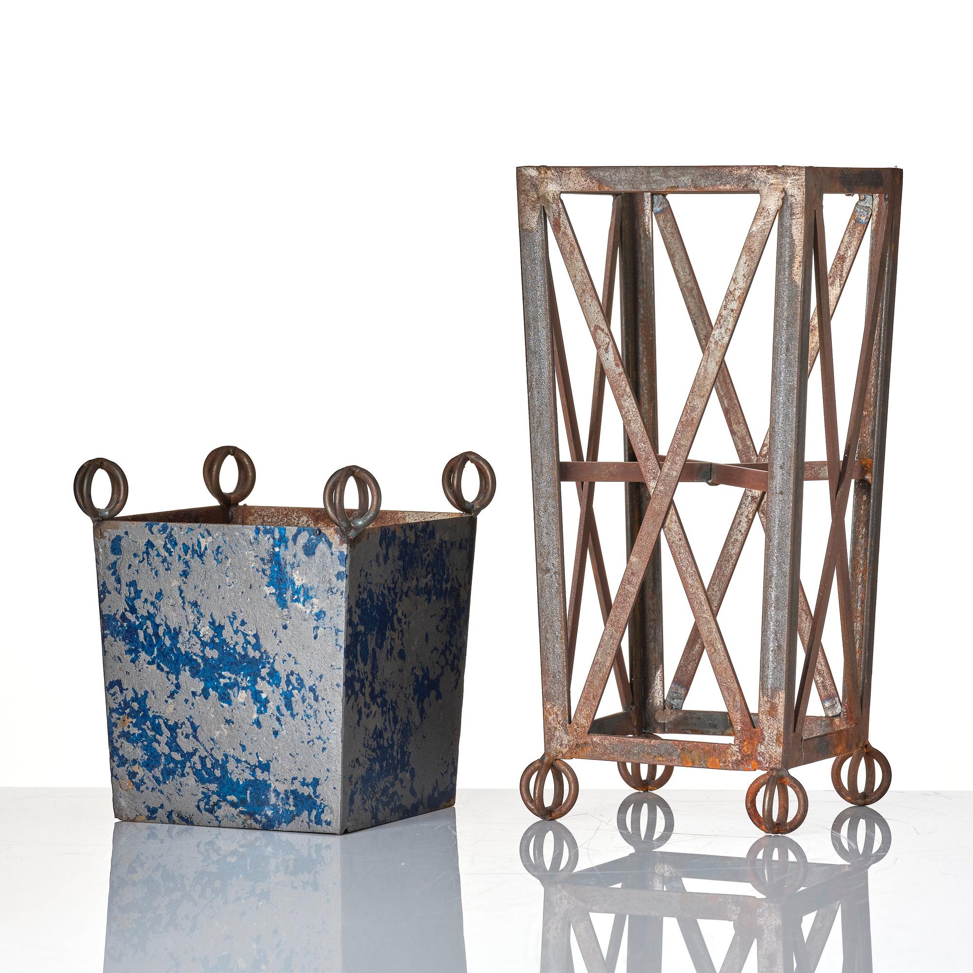 Tage Andersen, a patinated metal flower pot, Denmark, end of 20th century.