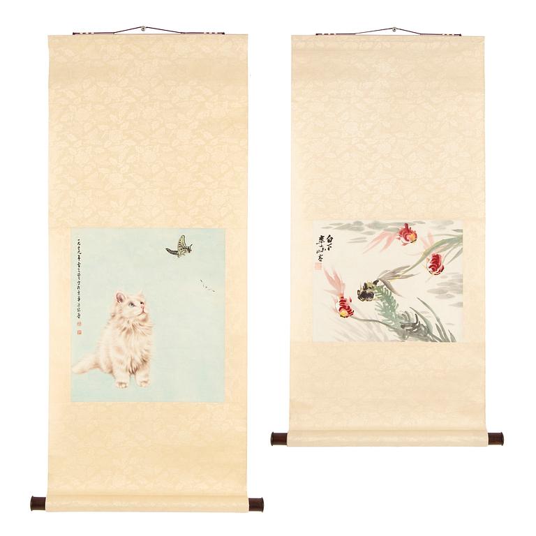 Two Chinese hanging scrolls, 20th century.