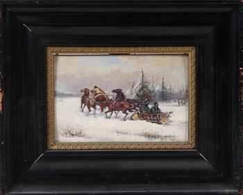 OKÄND KONSTNÄR, olja på pannå, 2 st, sign Wassiloff. Ryssland, 1900-talets senare hälft.