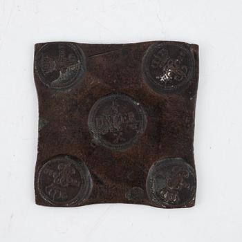 A Swedish copper plate money, 1/2 daler, 1720.