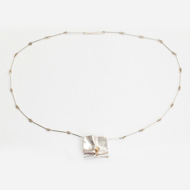 Björn Weckström, a sterling silver necklace with a brooch/ pendant 'Sculptor' for Lapponia 1973.