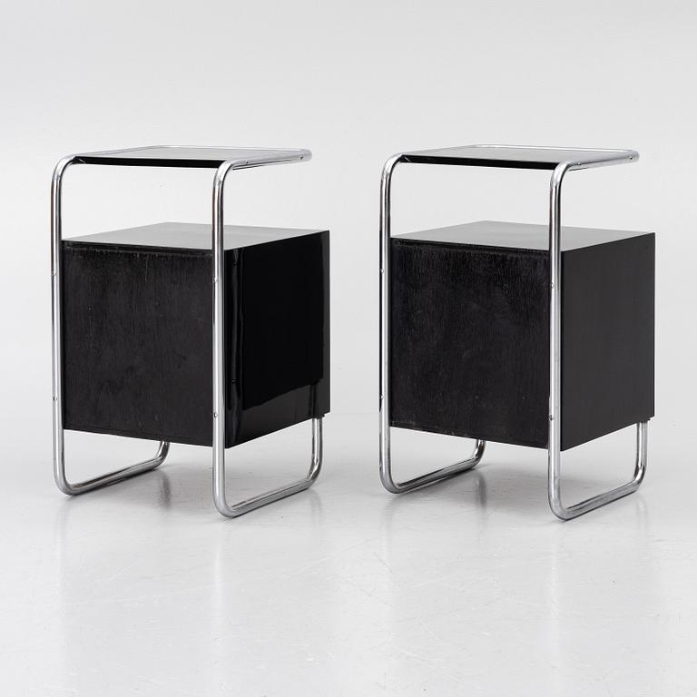 Bedside tables, a pair, Functionalist, 1930s.