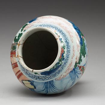 A Transitional Wucai vase, 17th Century.