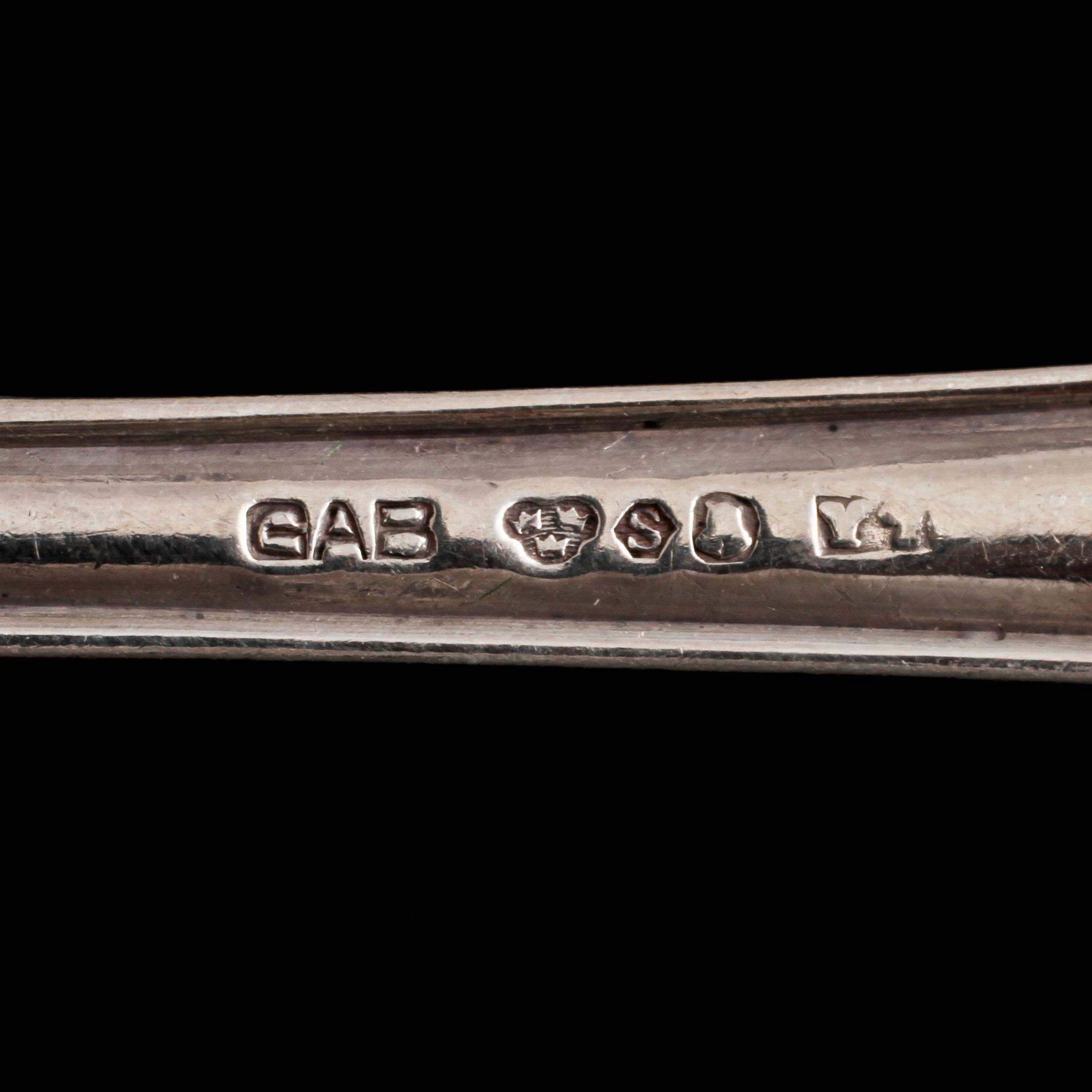 GAFFLAR, 14 st, silver, mestadels GAB, Stockholm, 1920-tal. Vikt 625 g.