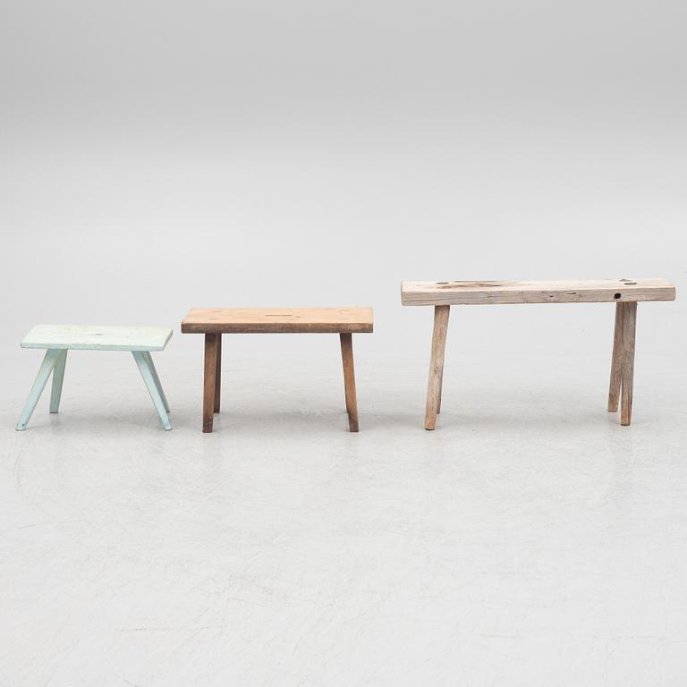 Three stools, 19th-20th Century.