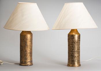 BORDSLAMPOR, ett par, lergods, Italien för Bergboms.