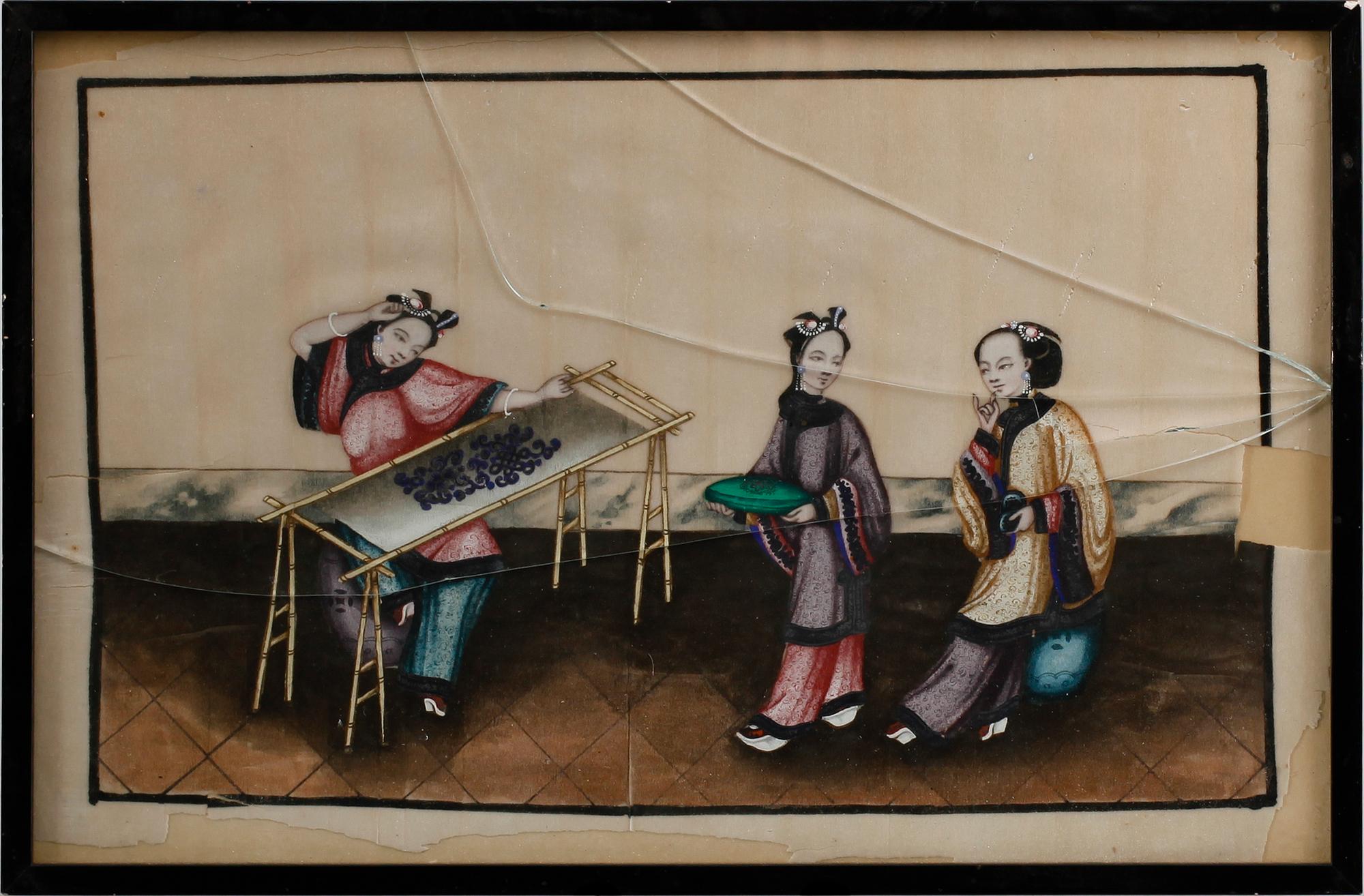 OKÄND KONSTNÄR, 8 st, akvareller på rispapper, Kina, 1800/1900-tal.