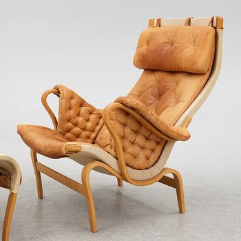 Bruno Mathsson, fåtölj med fotpall, "Pernilla", Dux.