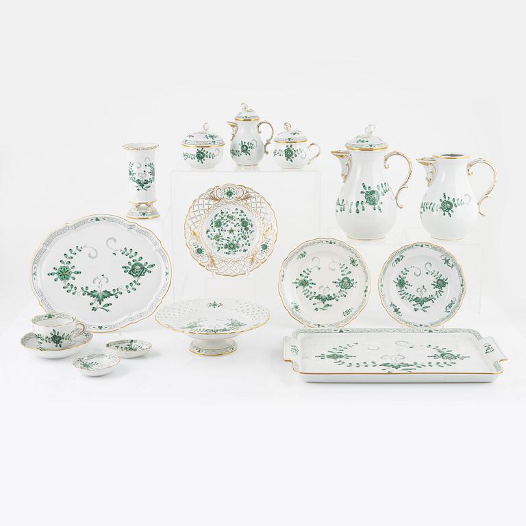 A 61-piece 'Indische Malerei Grün" coffee service, Meissen, 20th century.