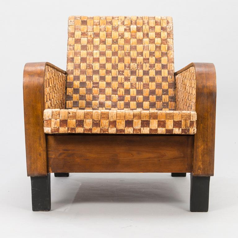 CHAIR, Birch bark upholster, 1940s-50's.