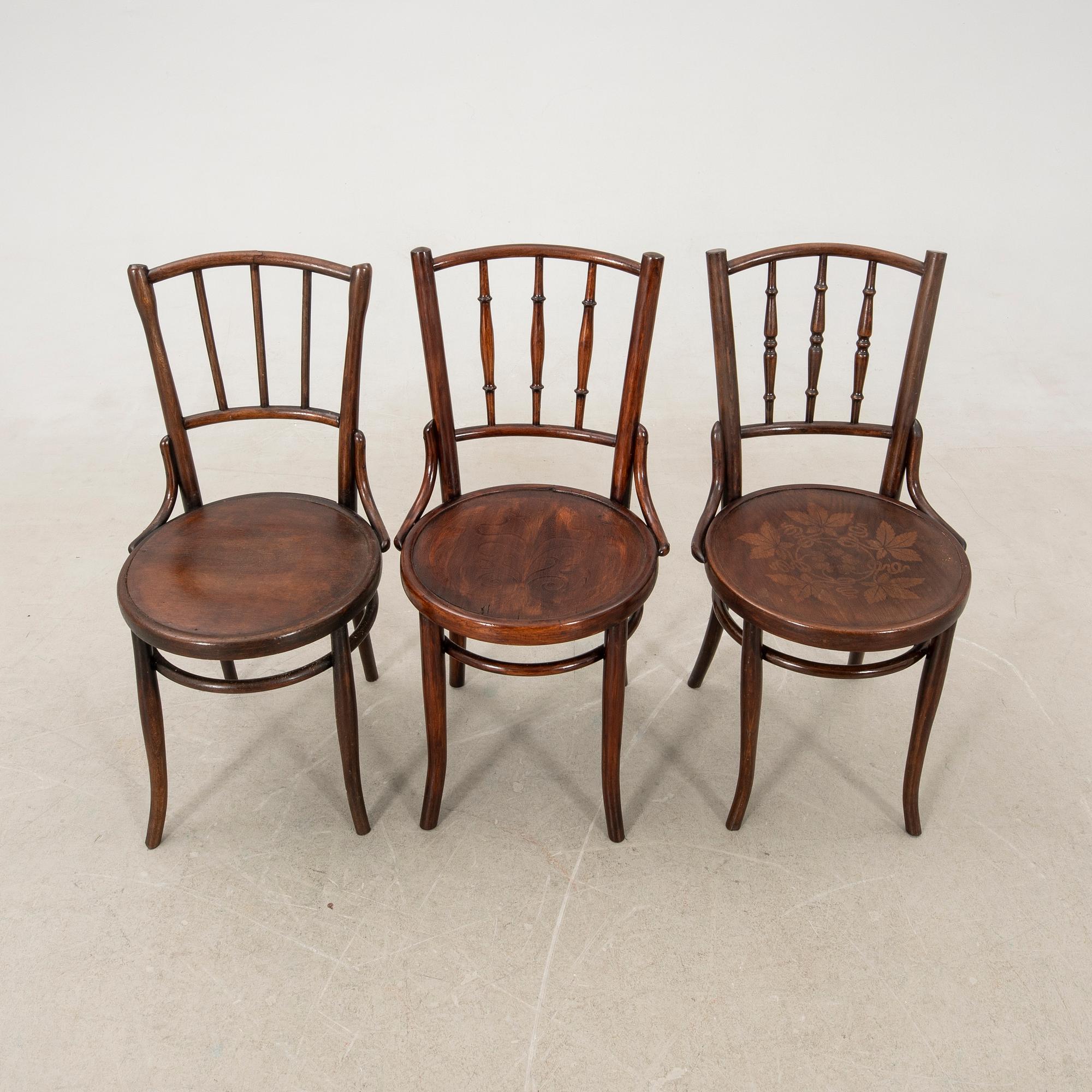 Chairs, 3 pcs, early 20th century, similar.
