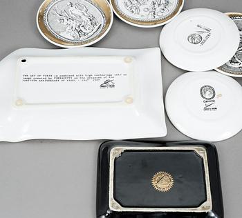 PARTI FORNASETTI, 8 delar, porslin, Italien, 1900-talets andra hälft.