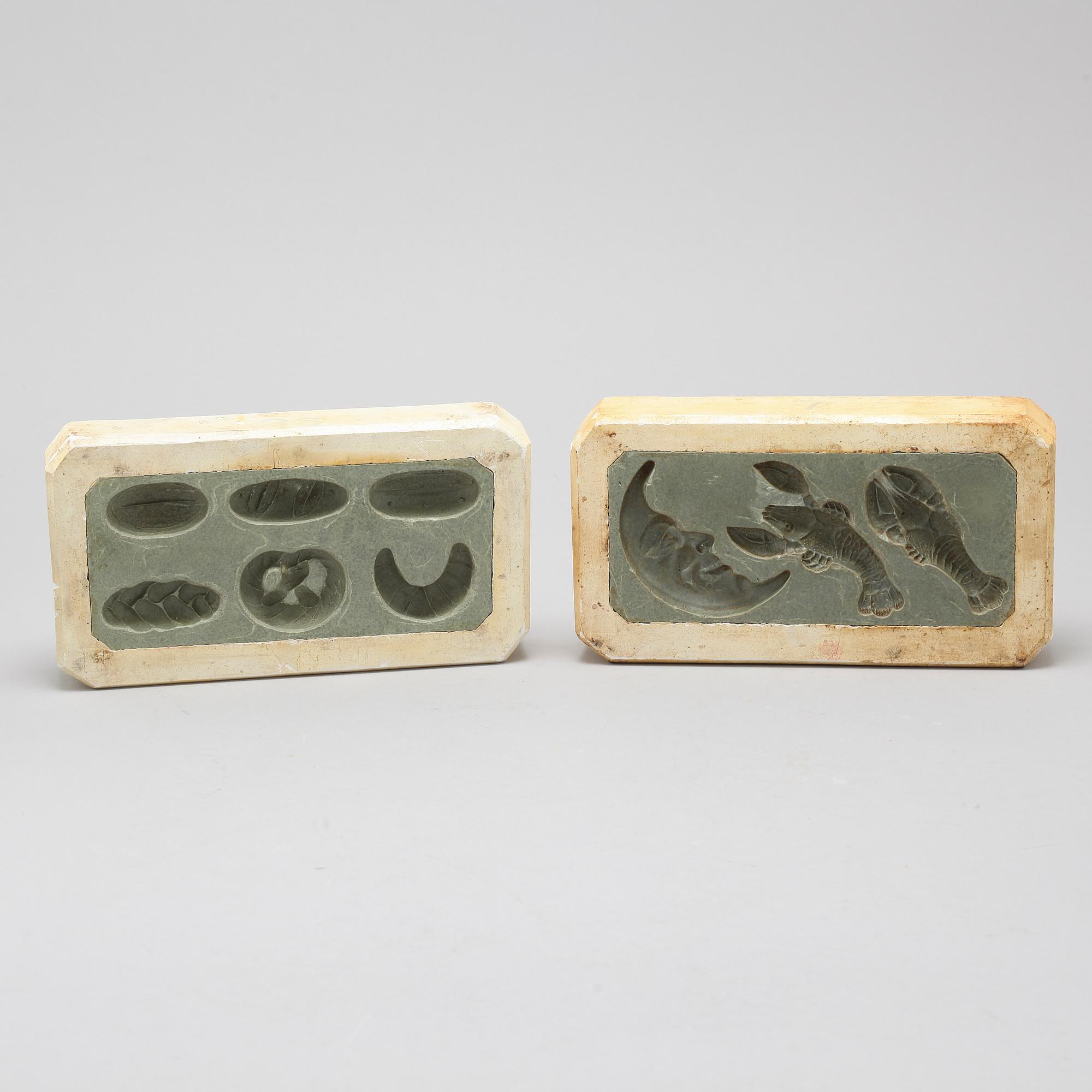 Nine ice cream and marzipan molds, first half of the 20th century.