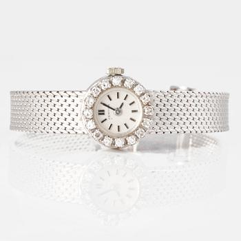 ARMBANDSUR, 18k vitguld, 16 briljantslipade diamanter, Certina, Schweiz, omkring 1900-talets mitt. Total vikt 26 g.