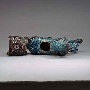 A pair of Chinese cloisonné figures of horses, presumably early 20th Century.