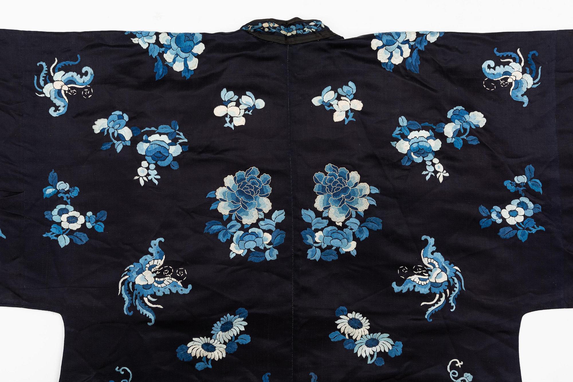 A Chinese embroidered silk robe, 1920's.