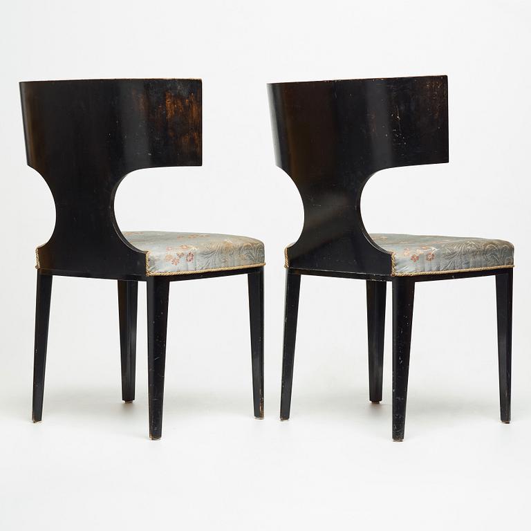 Swedish Grace, a pair of klismos chairs for Carl Johansons Möbleringsaffär, 1930's.