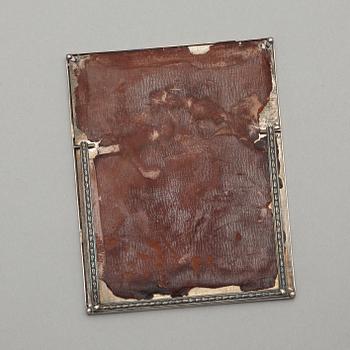 A Swedish 20th century silver and opaque enamel photo-frame, marks of W.A. Bolin, Stockholm 1919.