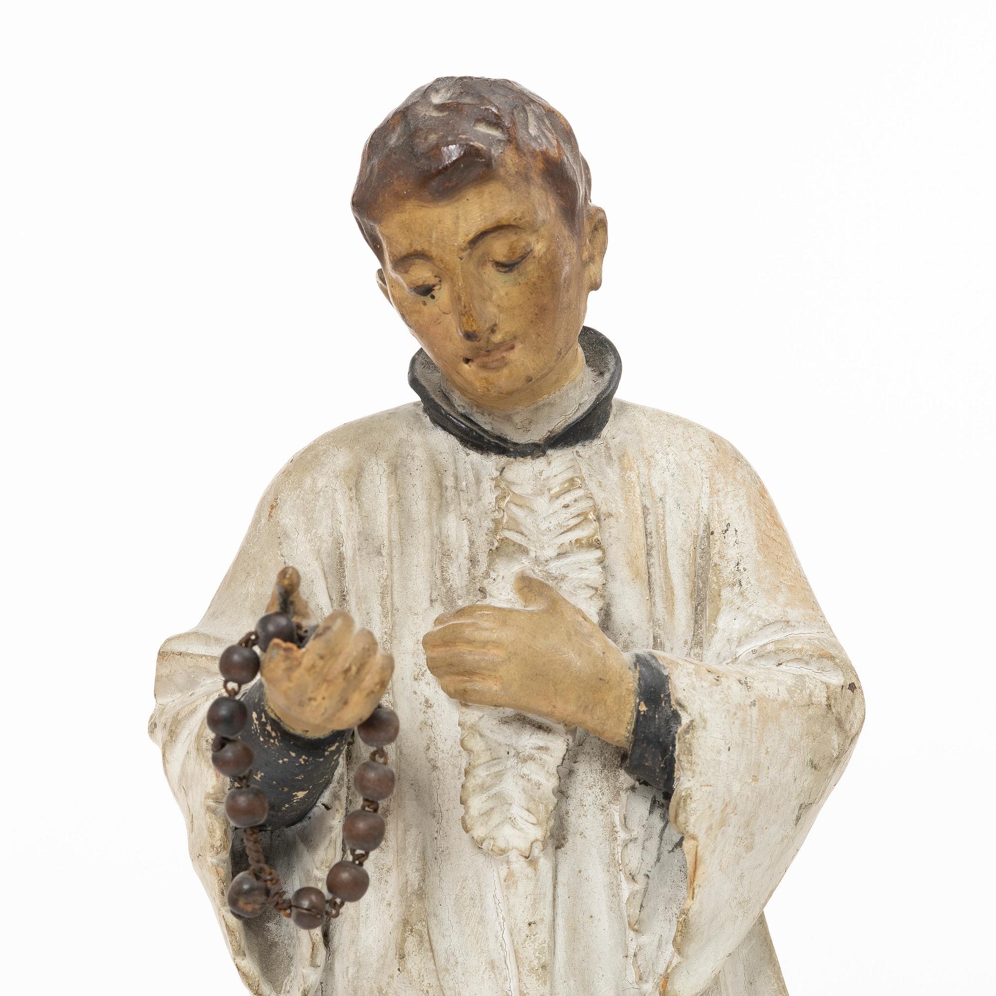 Wood sculpture, saint figure, 19th century.