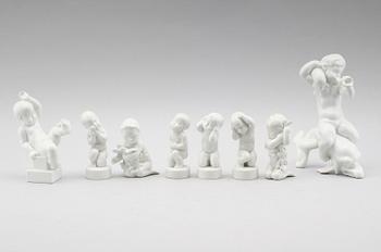 FIGURINER, 8 delar, porslin, Svend Lindhart, Bing & Gröndahl, Danmark.