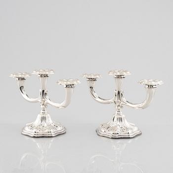 A pair of candelabras, silver. CG Hallberg, 1952.