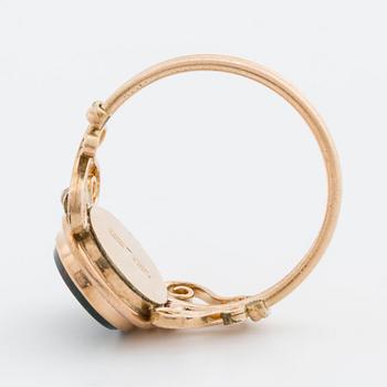 RING, 14K guld m blodsten ca 12 x 8 mm.
