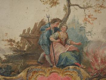 Lars Bolander, attributed to, Pastoral with shepherd and shepherdess, a pair, door overpanels.