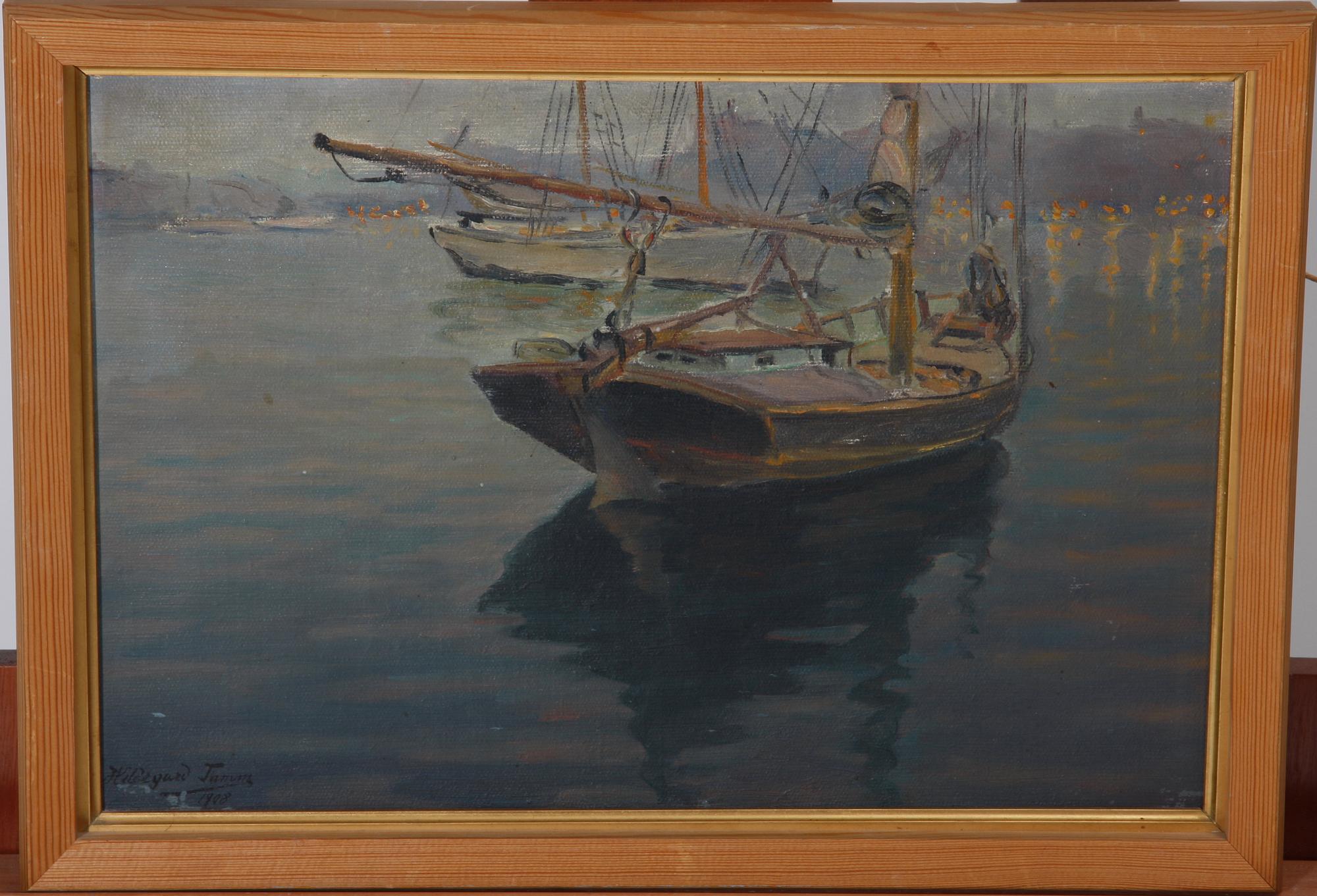 OKÄND KONSTNÄR, olja på duk. Otydl sign o dat 1908.