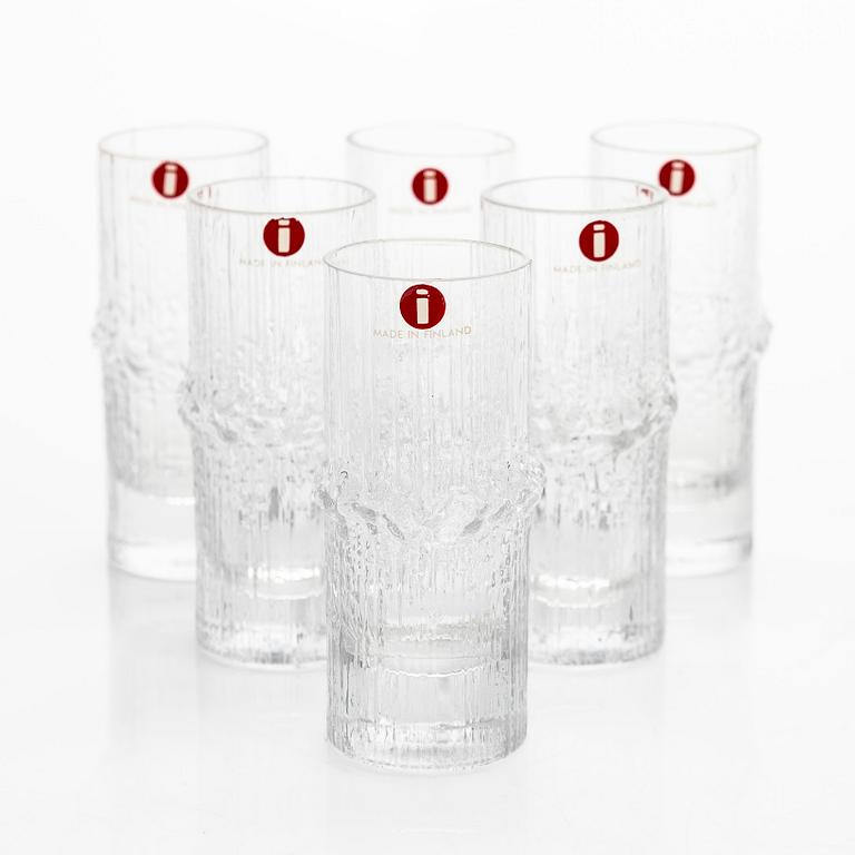 Tapio Wirkkala, snapsilaseja, 6 kpl, "Niva", alkuperäisessä laatikossa. Iittala.