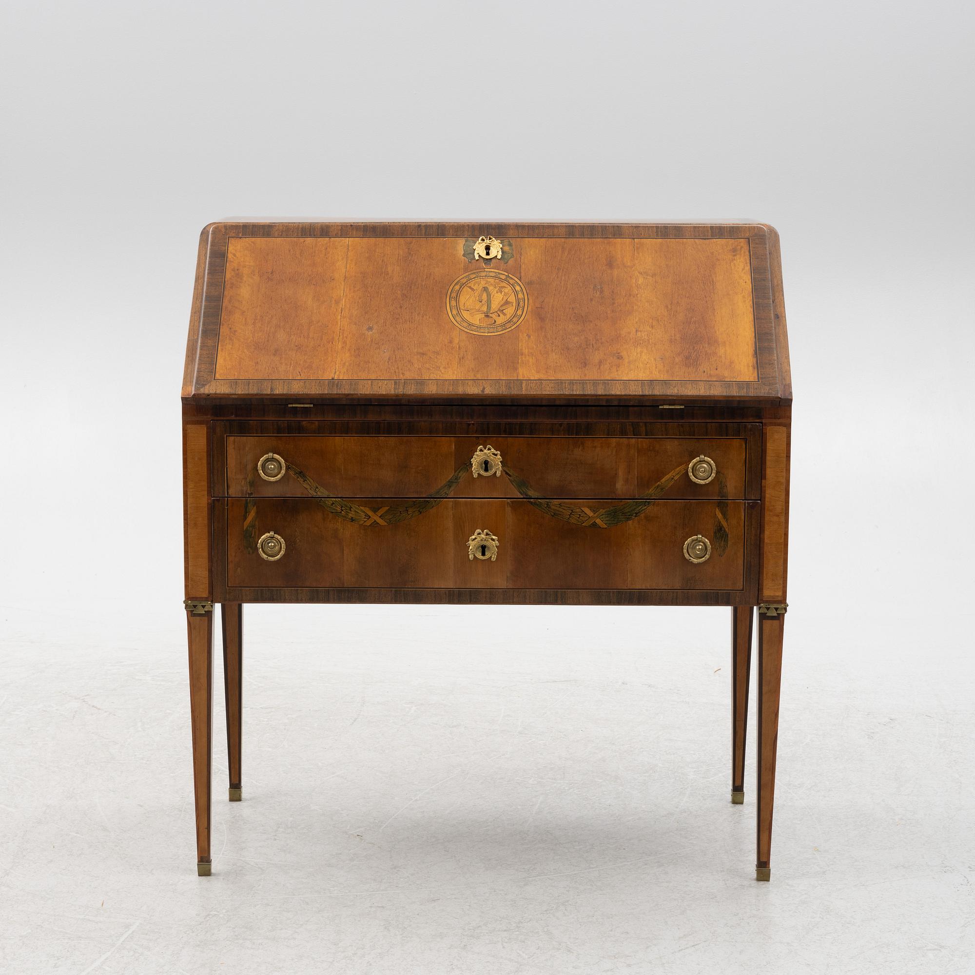 Sekretär, tillskriven Jonas Hultsten (mästare i Stockholm 1773-94), Gustaviansk.