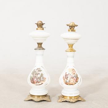 Table prafin lamps, a pair, 20th century.