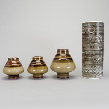 OLLE ALBERIUS, 4 vaser i stengods, bla "Sarek", Rörstrand, 1960-/70-tal.