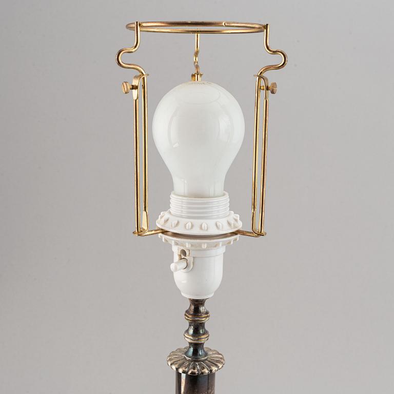 Two table lampa, onyx and plate, 20th century.
