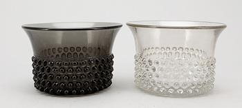 SKÅLAR, 2st, pressglas, "Nyppylä"/"Krokus", Saara Hopea, Nuutajärvi, Notsjö, Finland, 1952-1976.