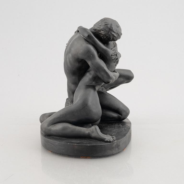 Stephan Sinding, after, a basalt sculpture, "To mennesker", 20th century.