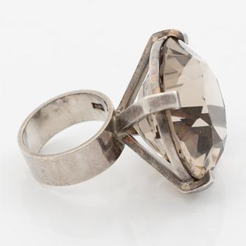 Anders Högberg, Ring, silver with faceted smoky quartz, Gothenburg 1972.