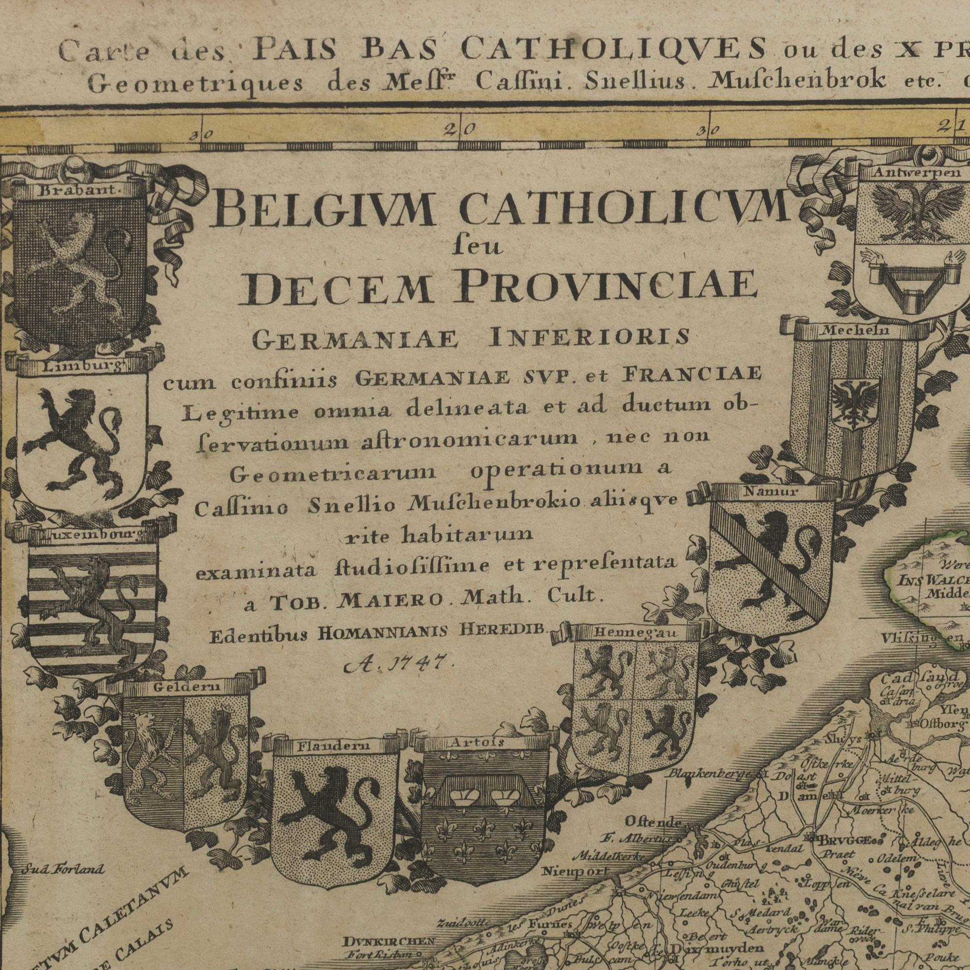 JOHANN BAPTISTE HOMANN, 3 copper engravings  maps. 18th century.