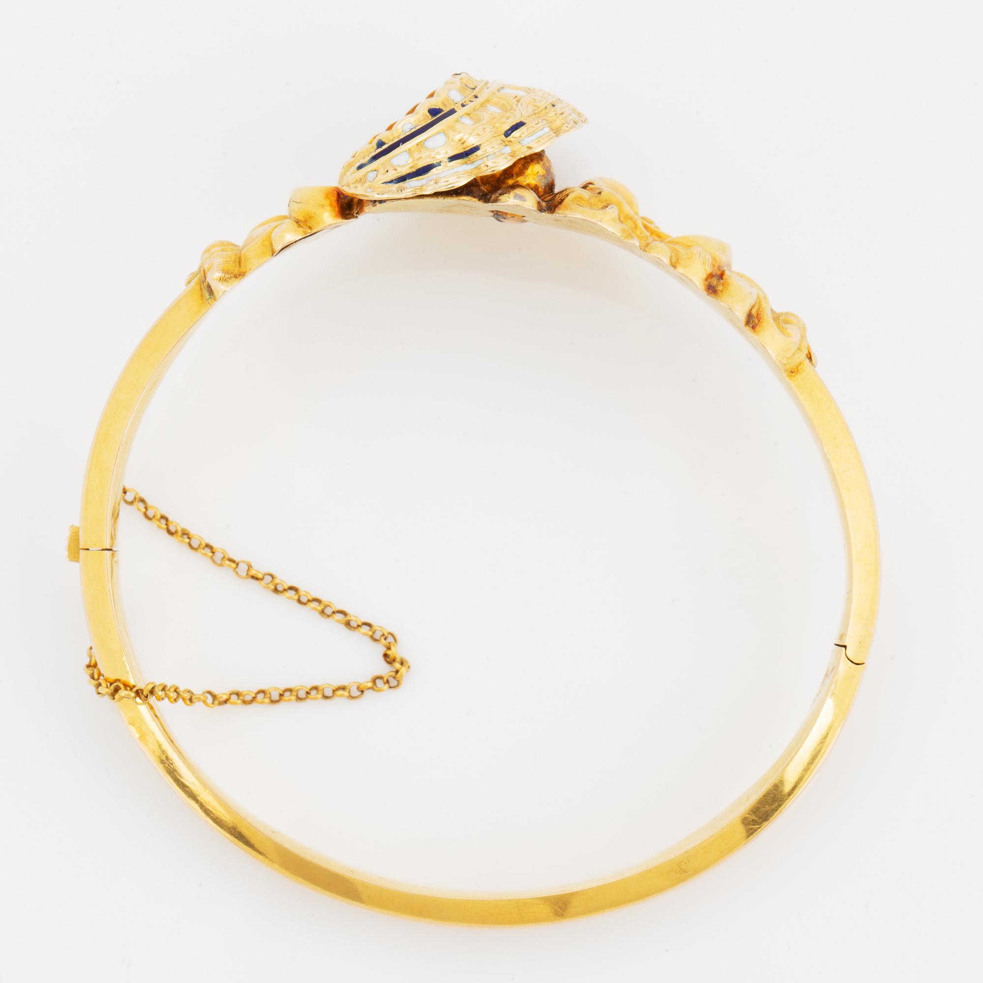 Armring 18K guld och emalj, Carl Otto Zetterberg, Stockholm, 1848.