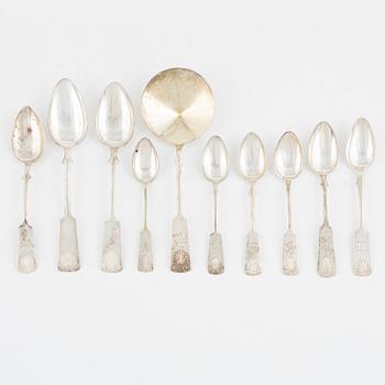 Bestickservisdelar, 46 st, silver, Finland, bl a Kultakeskus Oy, Tavastehus 1963.