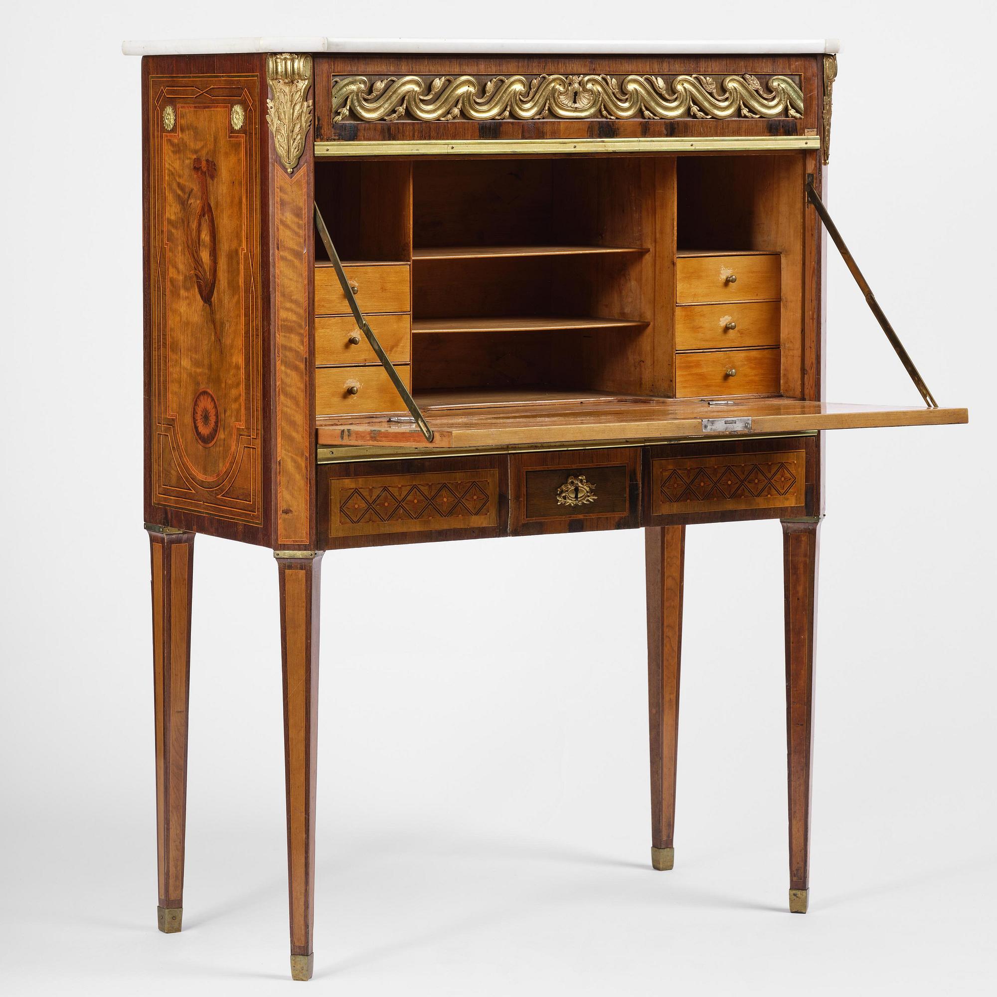 A Gustavian 18th century secretaire by Gottlieb Iwersson, master 1778, not signed.