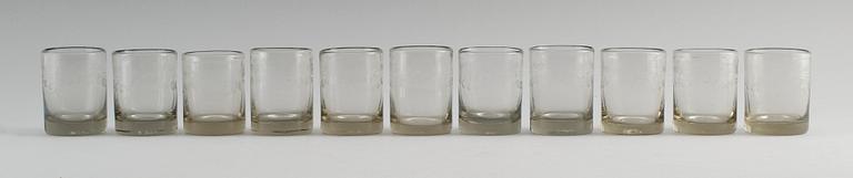 WHISKY/SELTERGLAS, 11 st, röktonat glas, "Antik", Reijmyre.