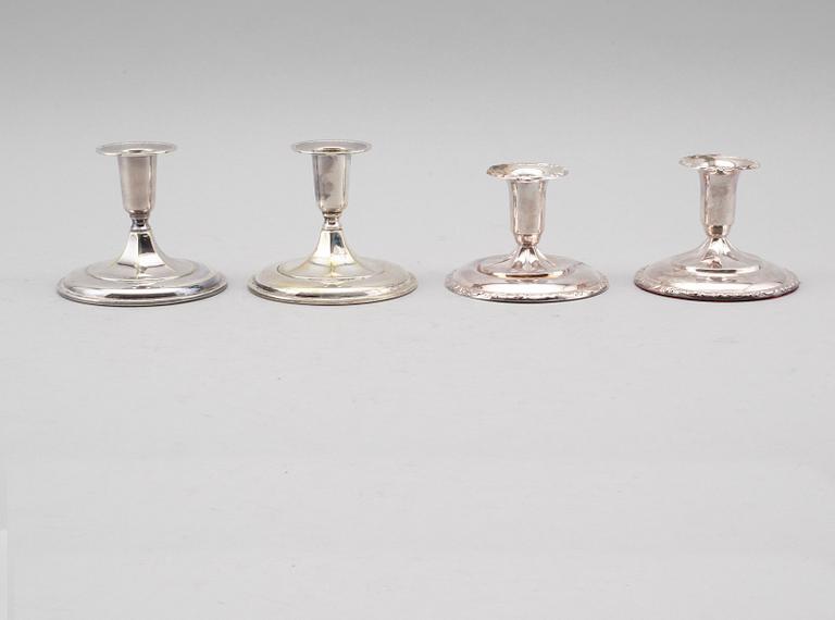 LJUSSTAKAR, 2 par, silver, 1900-talets första hälft.