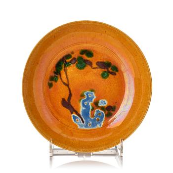 856. A yellow glazed dish, Qing dynasty, circa 1700.