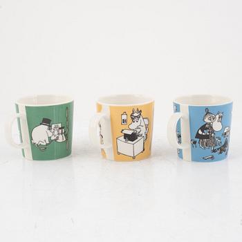 Six Moomin mugs, Moomin Characters, Arabia, Finland.