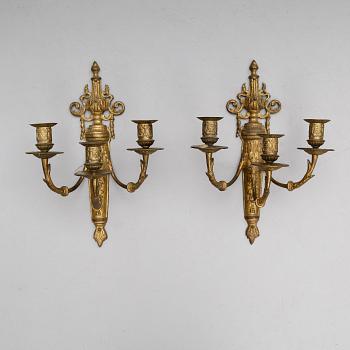 VÄGGLAMPETTER, 1 par, gustaviansk stil, 1800-talets mitt.
