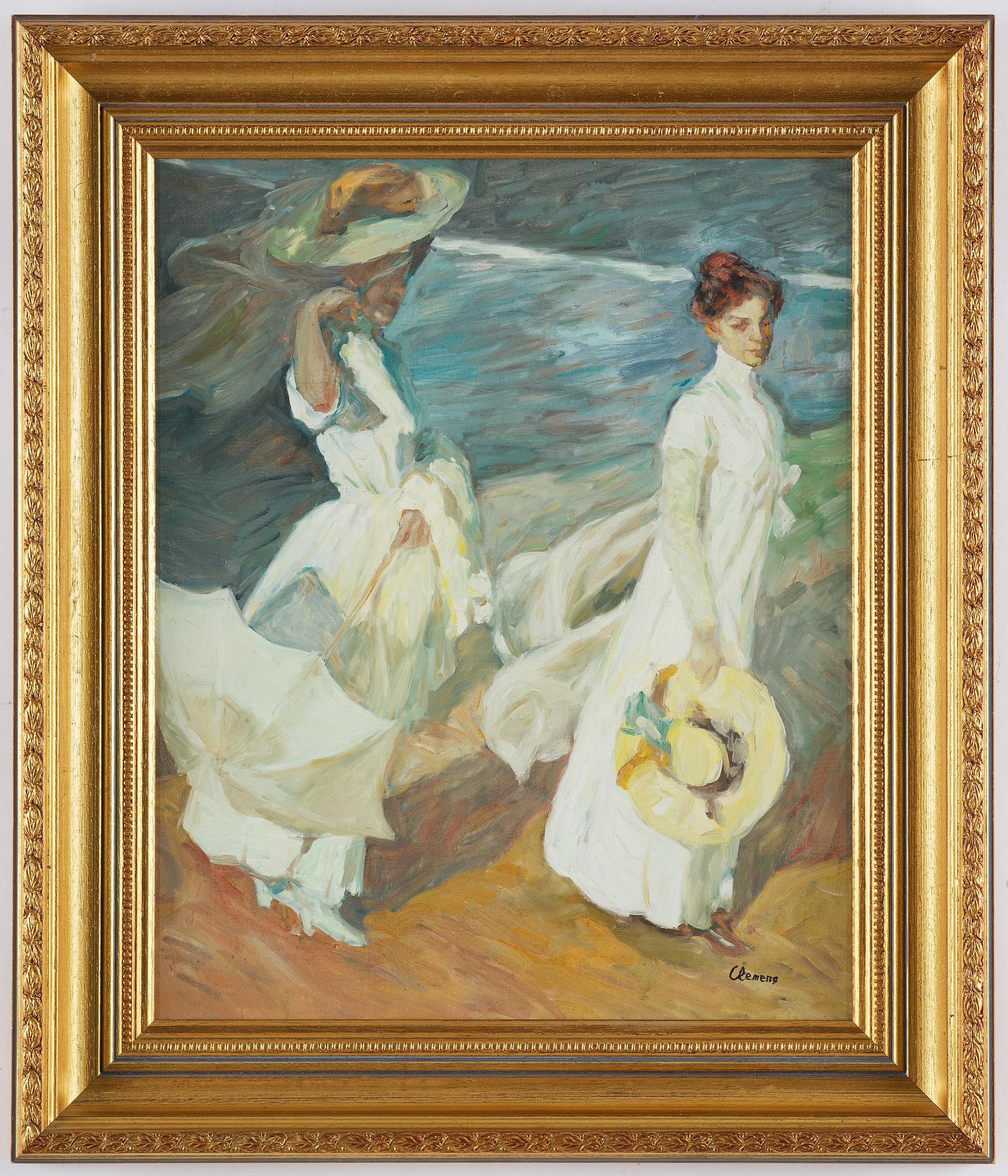 Joaquín Sorolla, kopia efter, copy after, "Stroll by the Seaside".